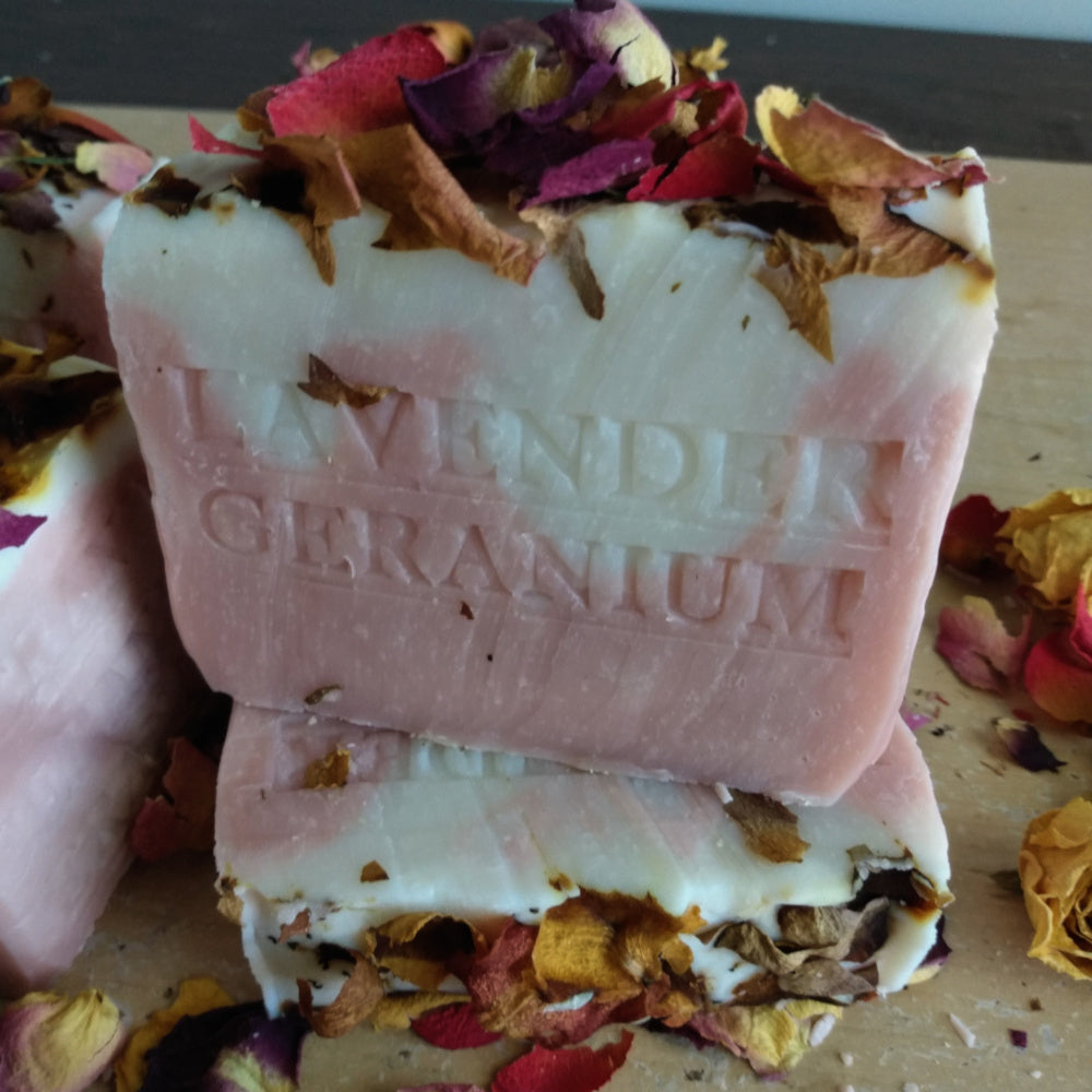 Lavender Geranium Rose Floral Natural Face and Body Soap 