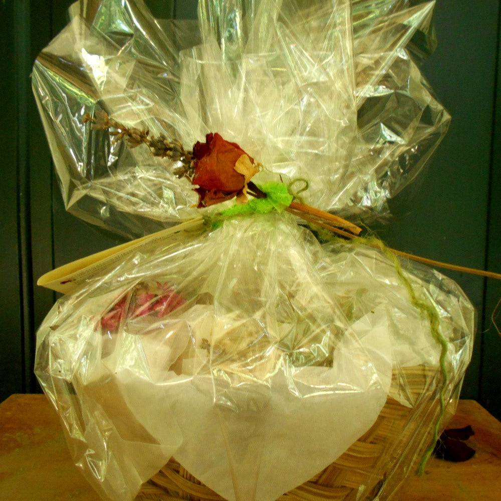 Basket natural soaps wrap  gift card