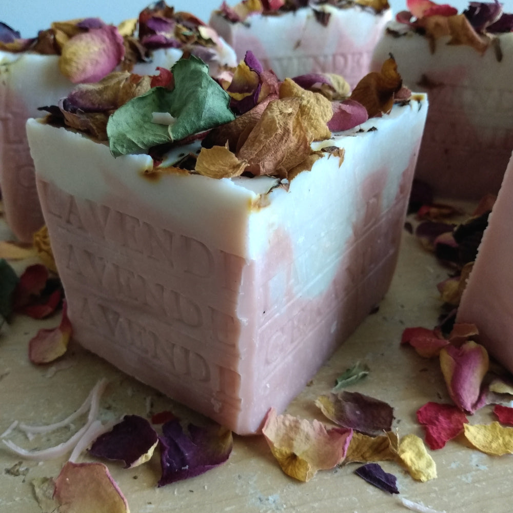 All Natural Lavender -Geranium Soap cleanses and tones for soft and radiant skin