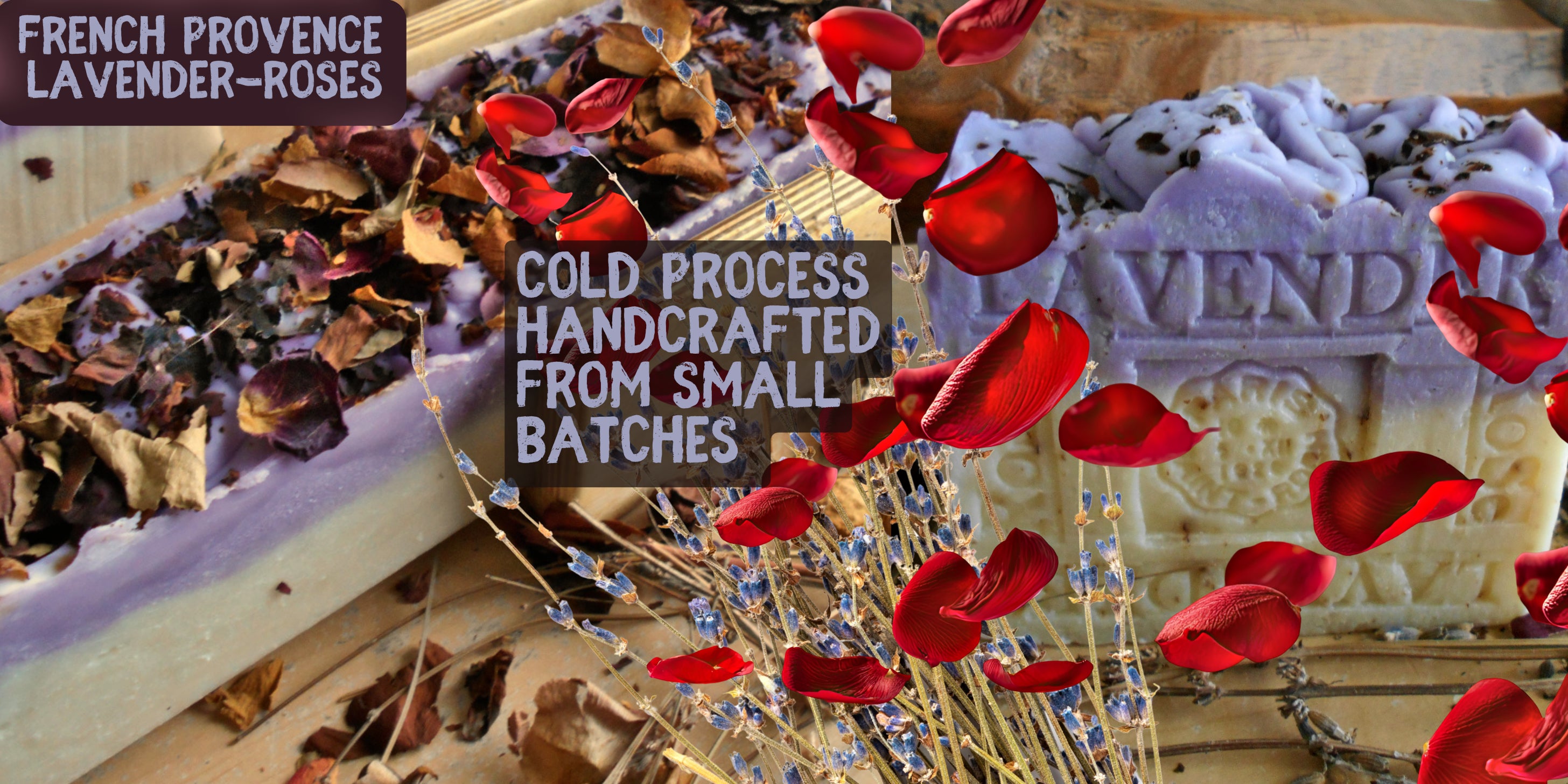 Provence French Lavender Handmade All Natural Soap with Crushed Rose Petals