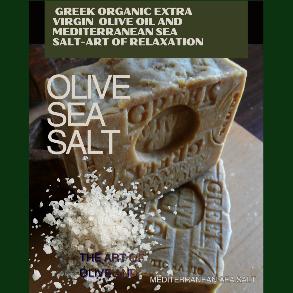 Greek Organic Extra Virgin Olive Oil Soap with Mediterranean Sea Salt and Organic Grass-Fed Beef Tallow.
