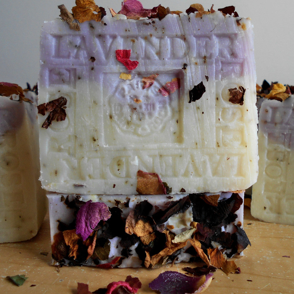 Provence French Lavender Handmade All Natural Soap with Crushed Rose Petals