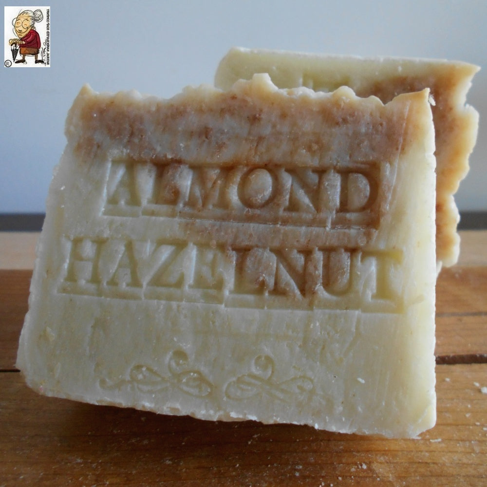   Almond and Hazelnut Handmade Soap     Natural Almond and Hazelnut oils for all skin types, almond oil is created by the pressing of almond nuts. This oil is used to help relieve dry, itchy skin. 