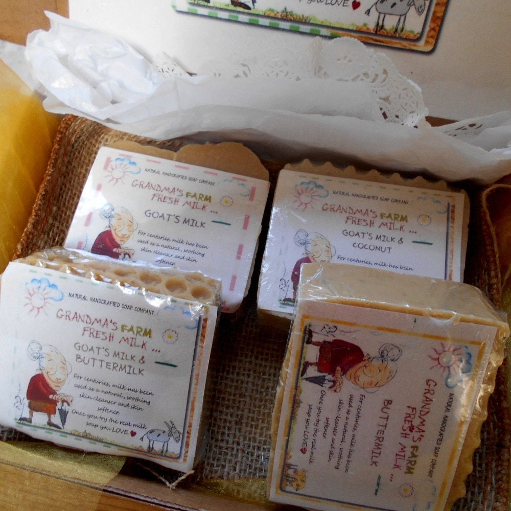 4 Organic Handmade Milk Soaps Set Artisan - From the Farm to the Shower ! 