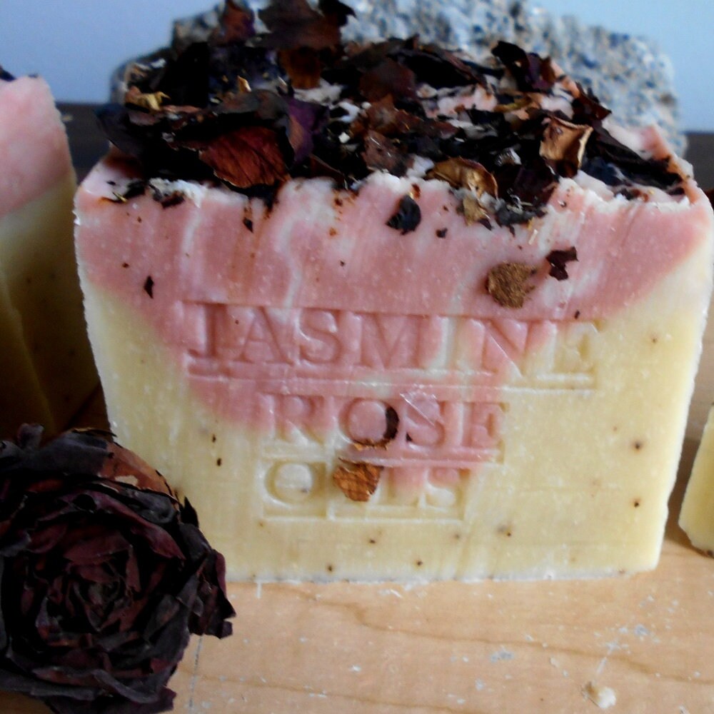 Aged Jasmine Soap With Crushed Flowers and Rose Oil Soap