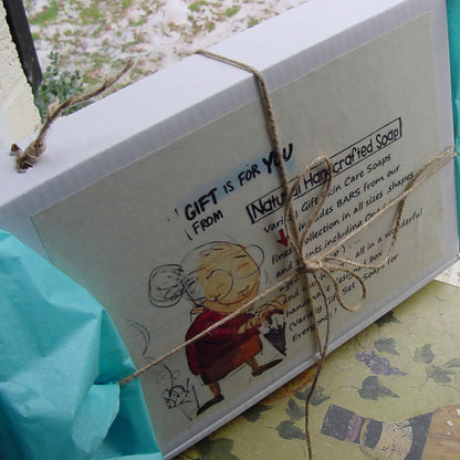 Box with label Male Gifts Handmade soap 
